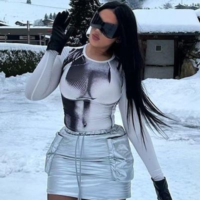 Μακρύ μανίκι Μόδας Τ-Shirt Πίτσα Πίτσα Τ-Shirt Σλιμ Φιτ