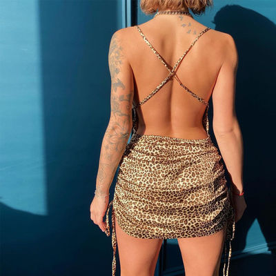 Κορδόνι Up Halter Γυναικείο φόρεμα εκτύπωση Σεξουαλικό Backless Slim Low Back Halter φόρεμα