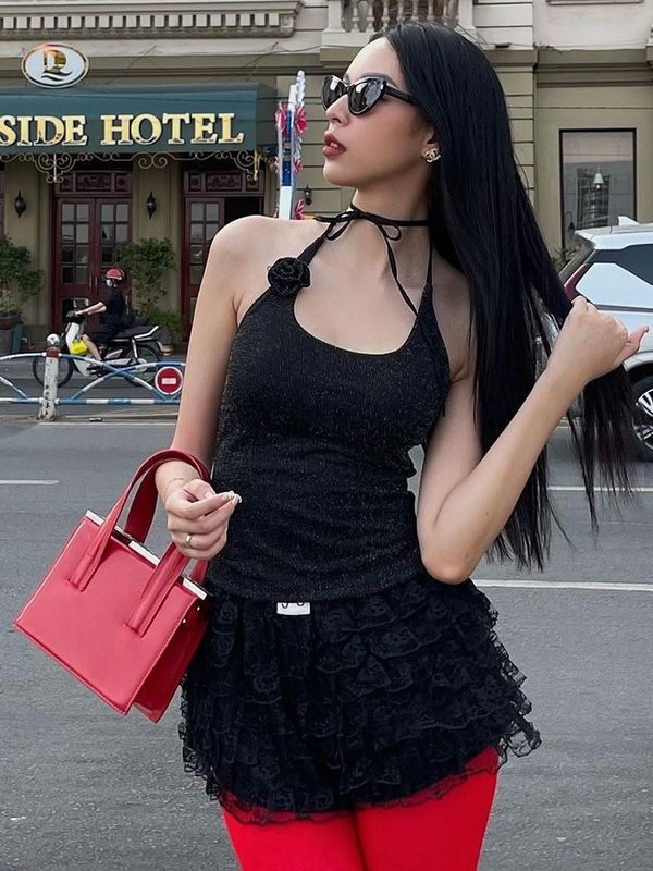 Νέα μόδα σέξι μπαχαρικά κεντημένα δαντέλα μέχρι λουκέτο λεπτή μέση στερεόχρωμο γιλέκο